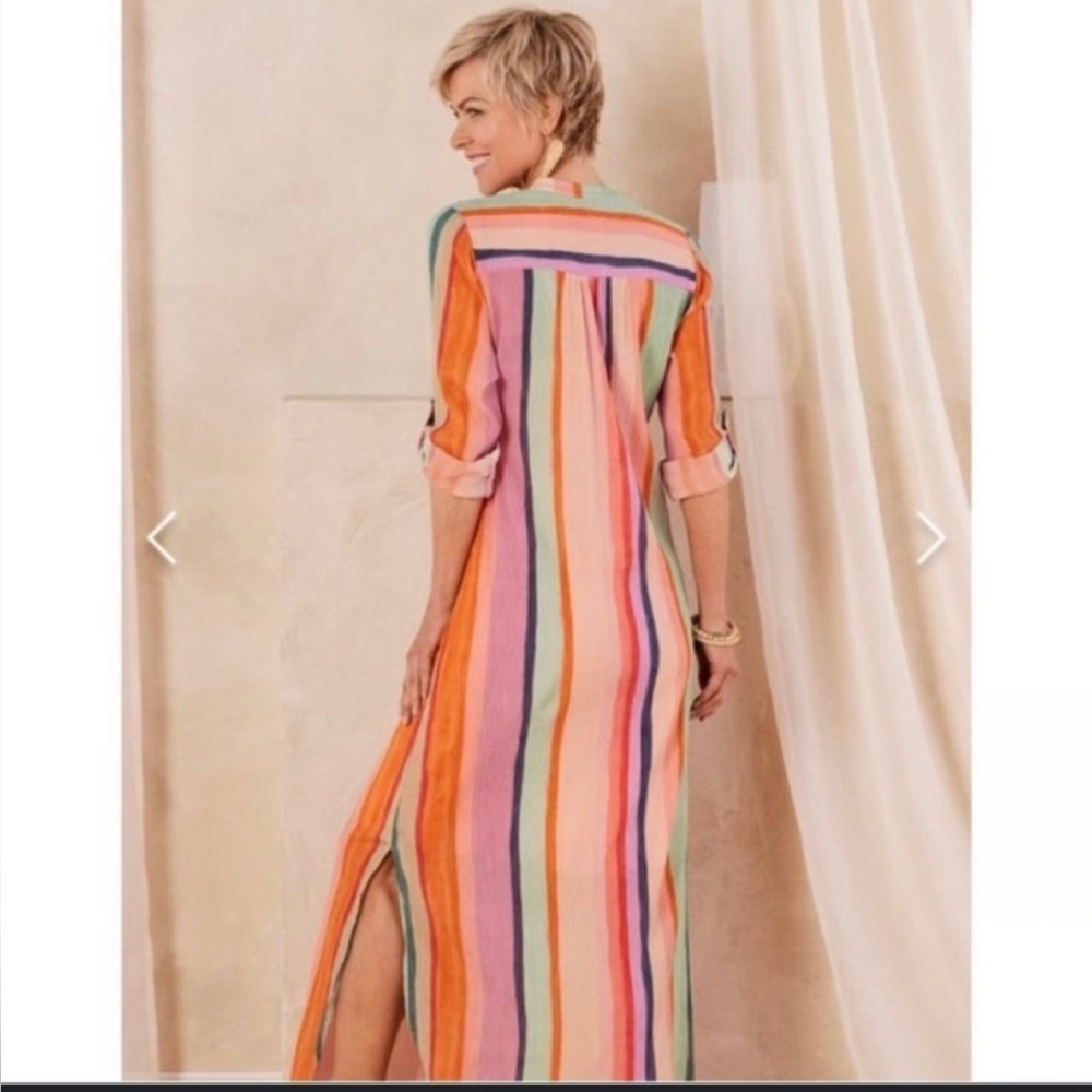 Soft Surroundings Striped Aruba Caftan boho Dress. resortwear size XS - Picture 2 of 6